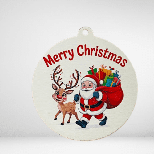 Στρογγυλό Merry christmas Άγιος Βασίλης   5 cm