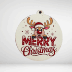 Στρογγυλό Merry christmas τάρανδος   5 cm