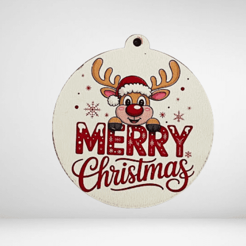 Στρογγυλό Merry christmas τάρανδος   5 cm