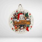 Ξύλινη μπάλα με Αγιο Βασίλη Μπαμπά&Μαμά