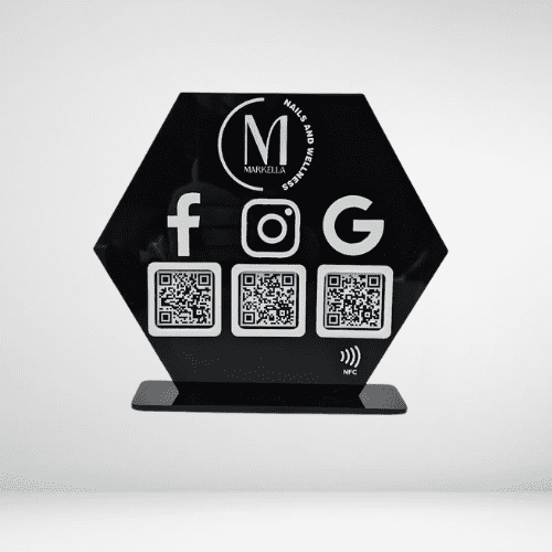 Επιτραπέζιο Stand με QR Code Social Media και Nfc