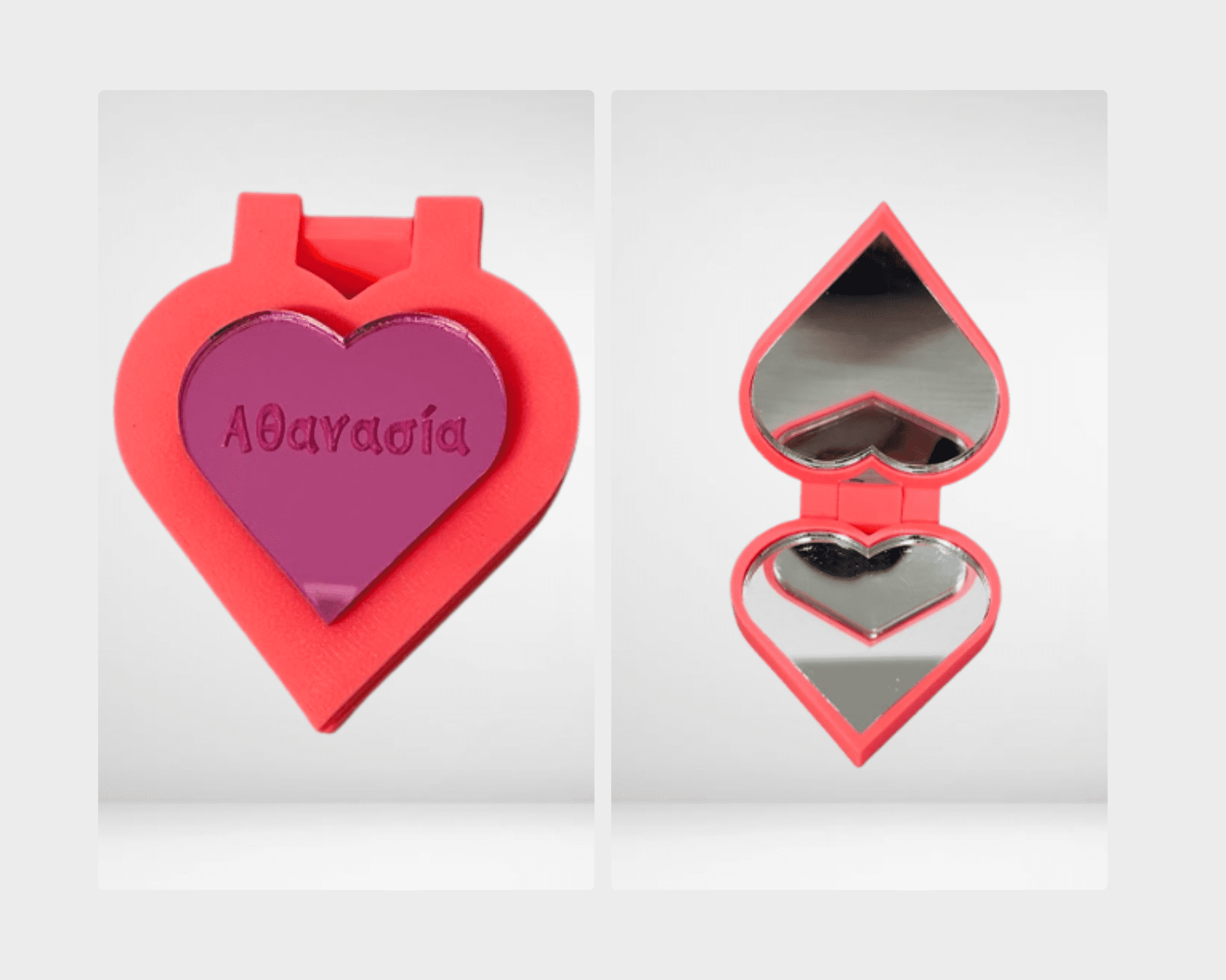 Albescent White Colorful Soft Texture Background Rounded Rectangle Frame Mockup Photo Collage (1) Καθρεφτάκι σε σχήμα καρδιάς - Image 1