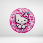 Ξύλινη Φιγούρα στρογγυλό Hello Kitty