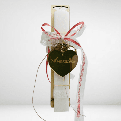 Circle Flower Natural Brand Logo (35) Λαμπάδα με μπρελόκ καρδιά Plexiglass με όνομα - Image 1