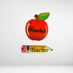 Ξύλινο διακοσμητικό μολυβάκι και μήλο