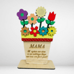 Ξύλινο διακοσμητικό γλαστράκι με 3d λουλούδια