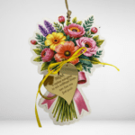 Μπρελόκ plexiglass για την  Μαμά με πλάτη ξύλινη